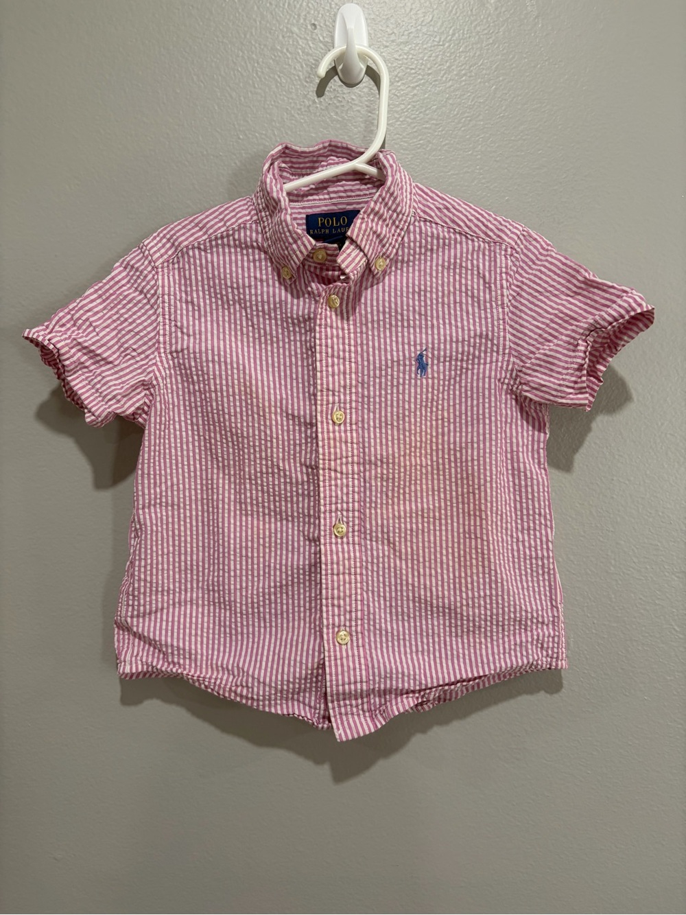 Polo by Ralph Lauren Pink & White Striped Short-Sleeve Button-Down Shirt